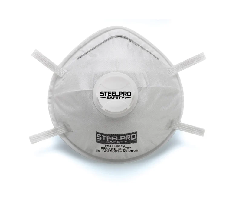Caja Mascarilla desechable FFP2 con válvula de exhalación STEELPRO Marca 2288MM2VBL