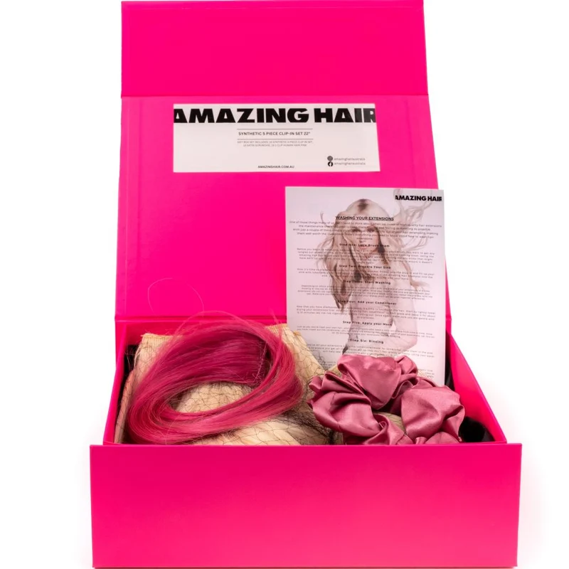 Gift Box With Synthetic 5 Piece Clip Ins 22" #1 Black