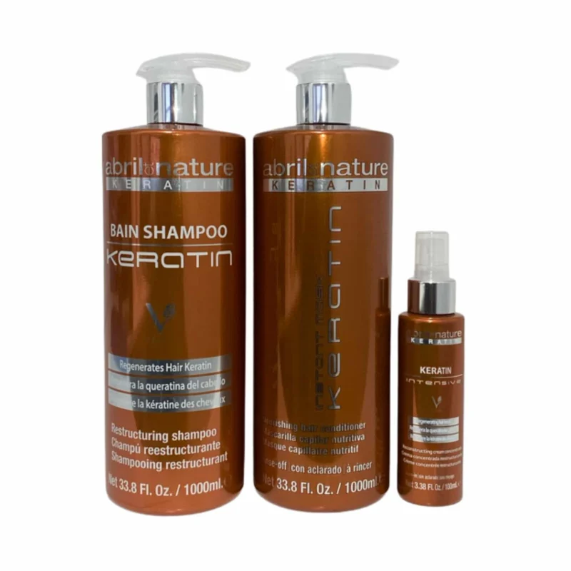 Abril et Nature Keratin Professional Pack Champú, Mascarilla 1000 ml y Crema 100 ml