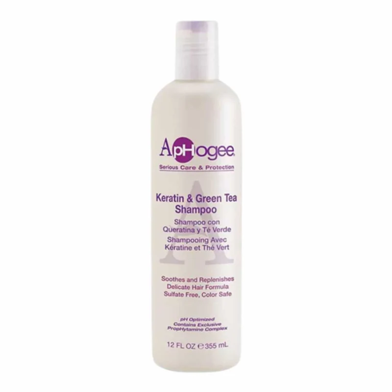 Aphogee Keratin & Green Tea Champú 355 ml sin Sulfatos para Cabello Delicado