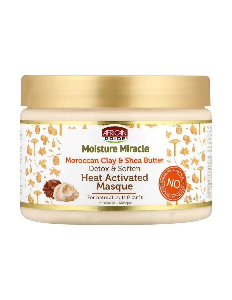 Mascarilla Moisture Miracle Moroccan Clay & Shea Butter Heat Activated Masque African Pride 340g