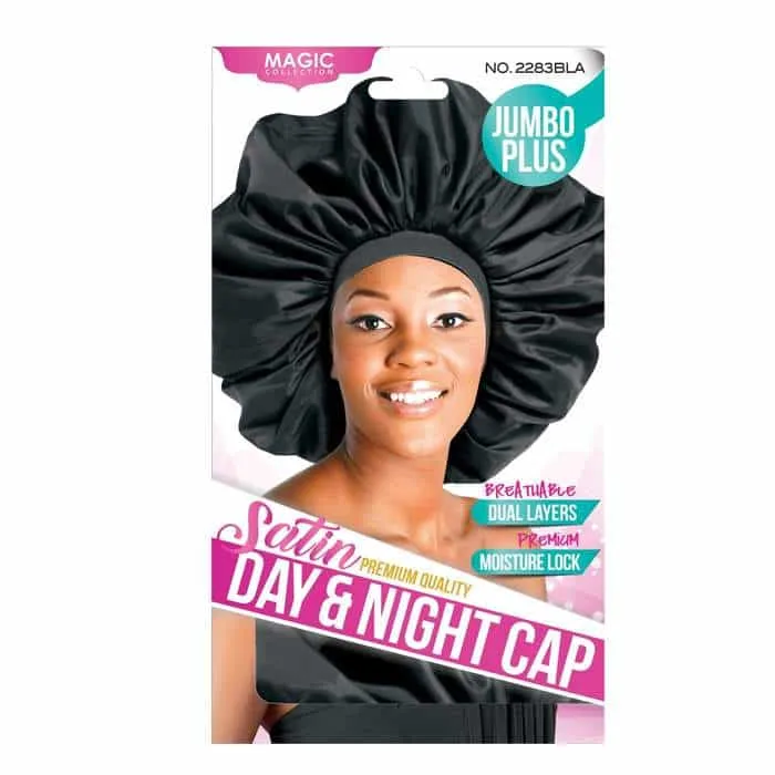 Magic Collection Gorro Satin Day & Night Cap Jumbo 2283BLA Negro