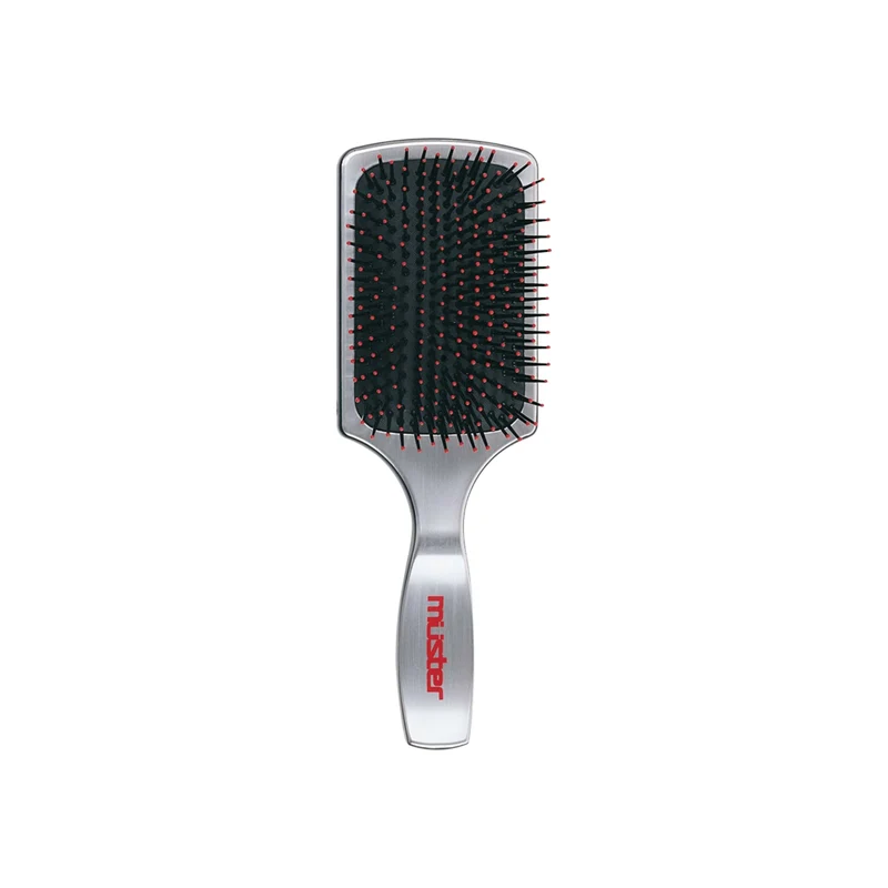 Cepillo Cuadrado Plateado Gigante Neumático para Peluquería Profesional