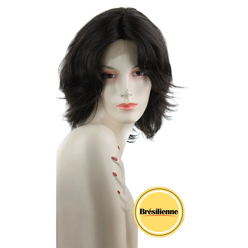 Peluca Natural de Pelo Humano Brasileño Lace Front Modelo Estilo F