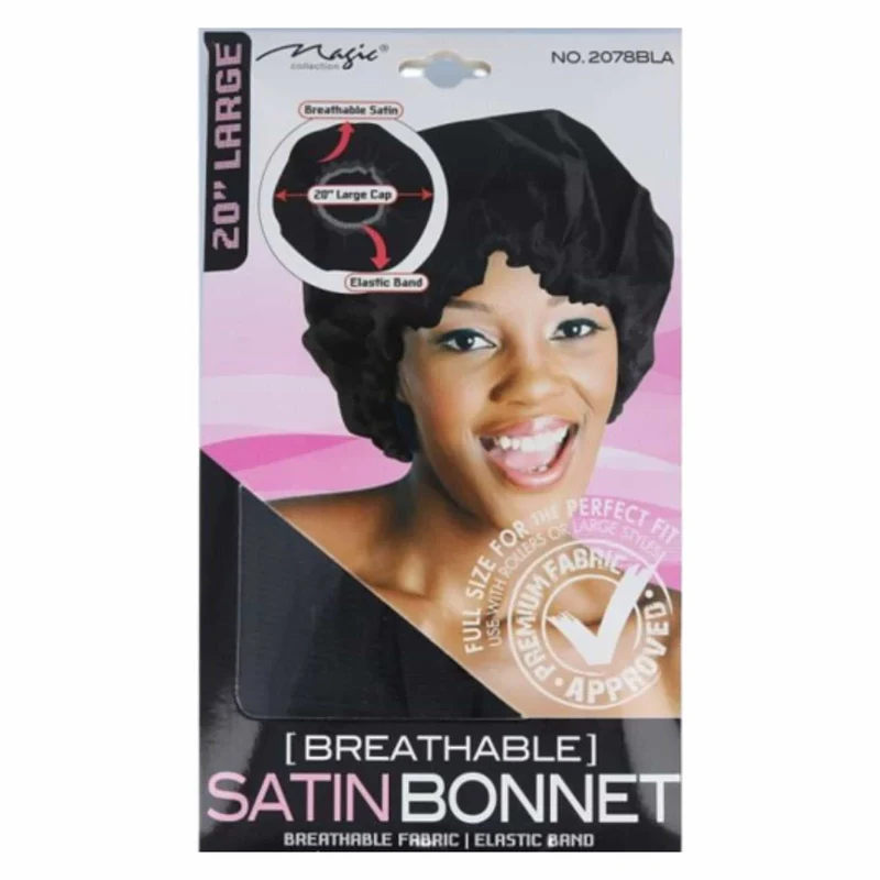 Magic Collection Gorro Satin Bonnet 2078BLK Negro 20 Pulgadas