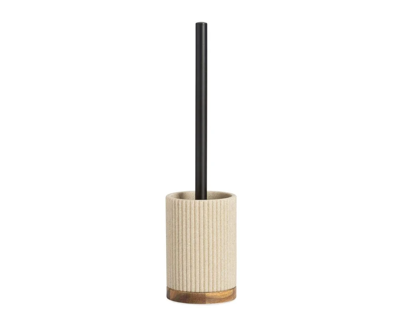 Escobilla de baño Beige Poliresina y Madera de Acacia Ø9,5×39,5 cm Andrea House