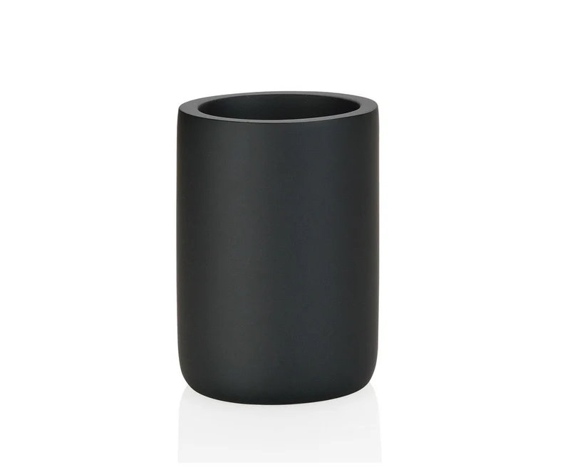 Portacepillos de poliresina negro mate Ø7×10 cm Andera House