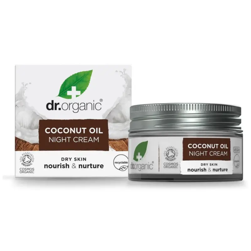 Dr.Organic Crema De Noche Aceite Virgen De Coco - Piel Seca A Muy Seca, 50 ml