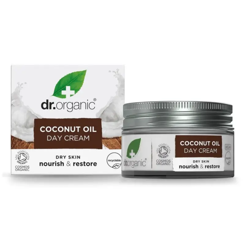 Dr.Organic Crema De Día Aceite Virgen De Coco - Piel Seca A Muy Seca, 50 ml