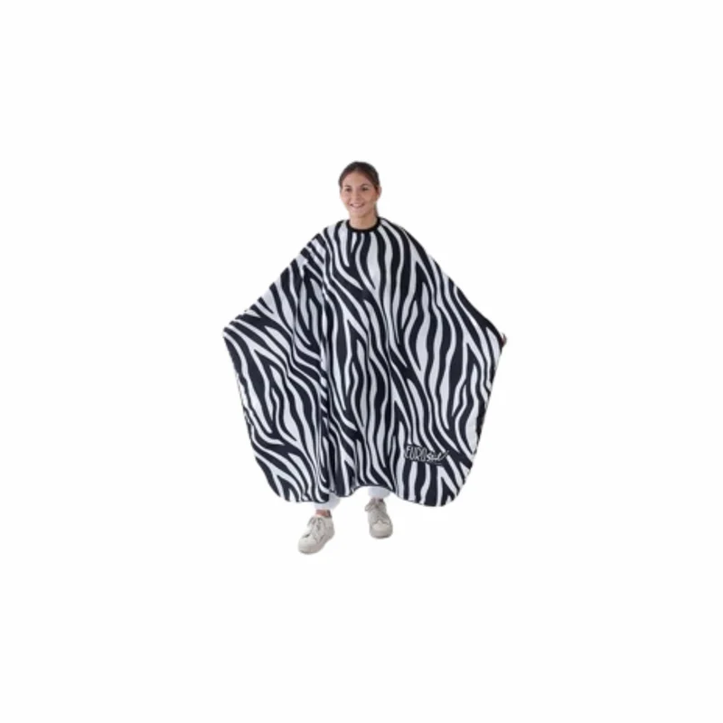 Capa de Peluquería con Estampado de Cebra para Corte y Color