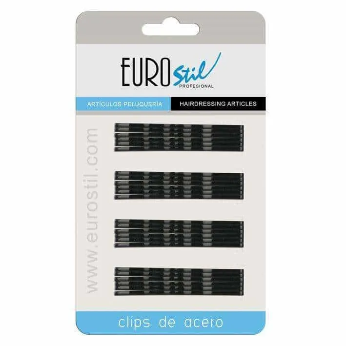 Eurostil Carton 24 Clips Ond. Negro 70 mm Original de Eurostil