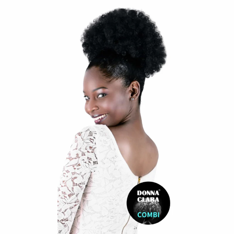 Afro Combi Postizo de Moño Sintético para Peinados Afro Voluminosos