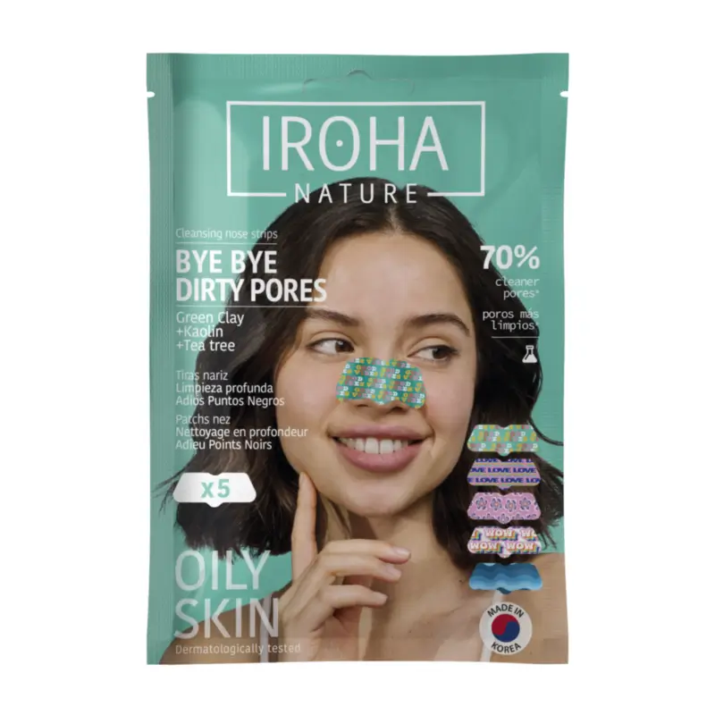 IROHA NATURE Tiras Nariz BYE BYE Dirty Pores - Limpieza Profunda (5 uds)