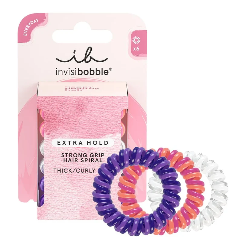 Invisibobble Extra Hold Twirl Boss Hair Tie Spirals for Thick/Curly Hair 6pc