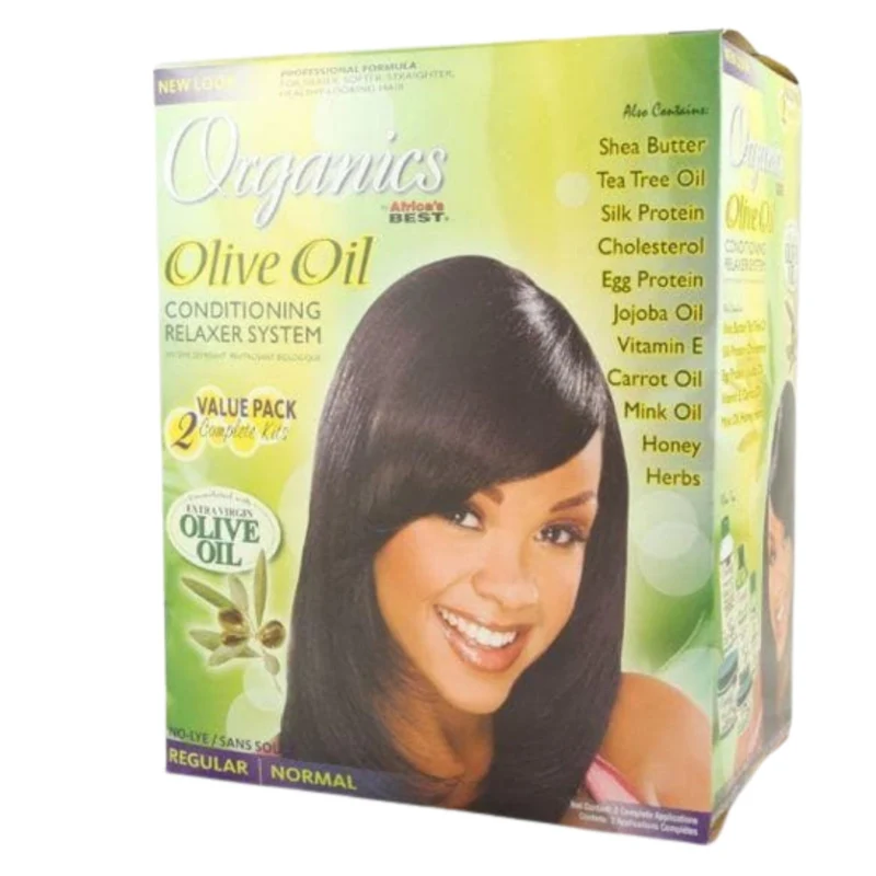 Alisador Organics Olive Oil Relaxer Kit Original Africa Best Twin Pack (regular)