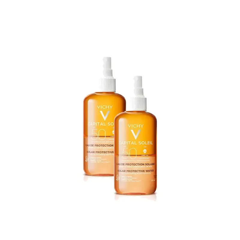 Vichy Capital Soleil Agua Solar Protectora Spf 50 Luminosidad, 200 Ml, pack 2