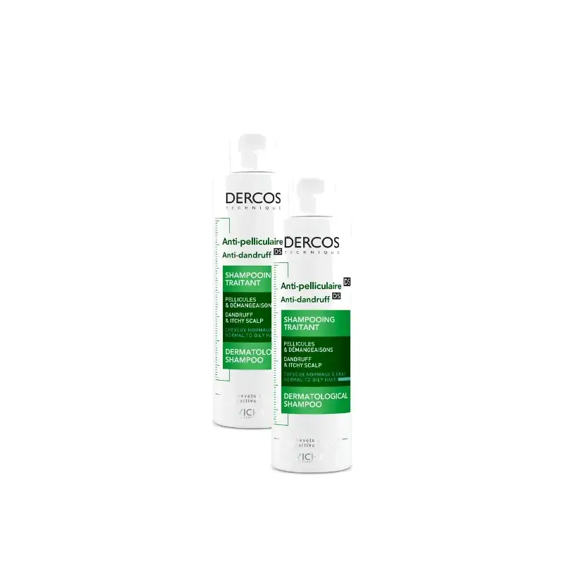 Vichy Dercos Champú Anticaspa Grasa 200 Ml, pack 2