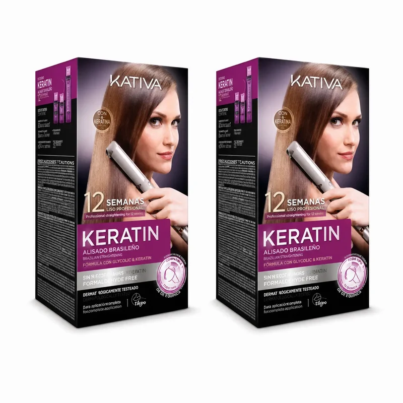 Kativa Kit Keratin Alisado Brasileño Express Veg, pack 2