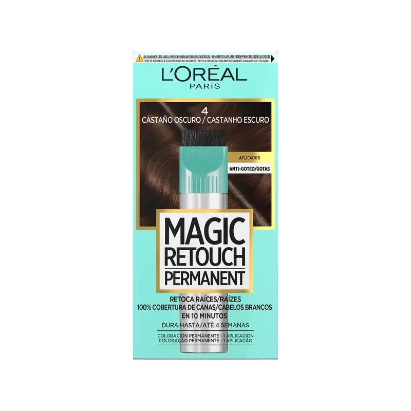 L'Oréal Paris Magic Retouch Permanent Retoca Raíces 4 Castaño Oscuro 18 ml