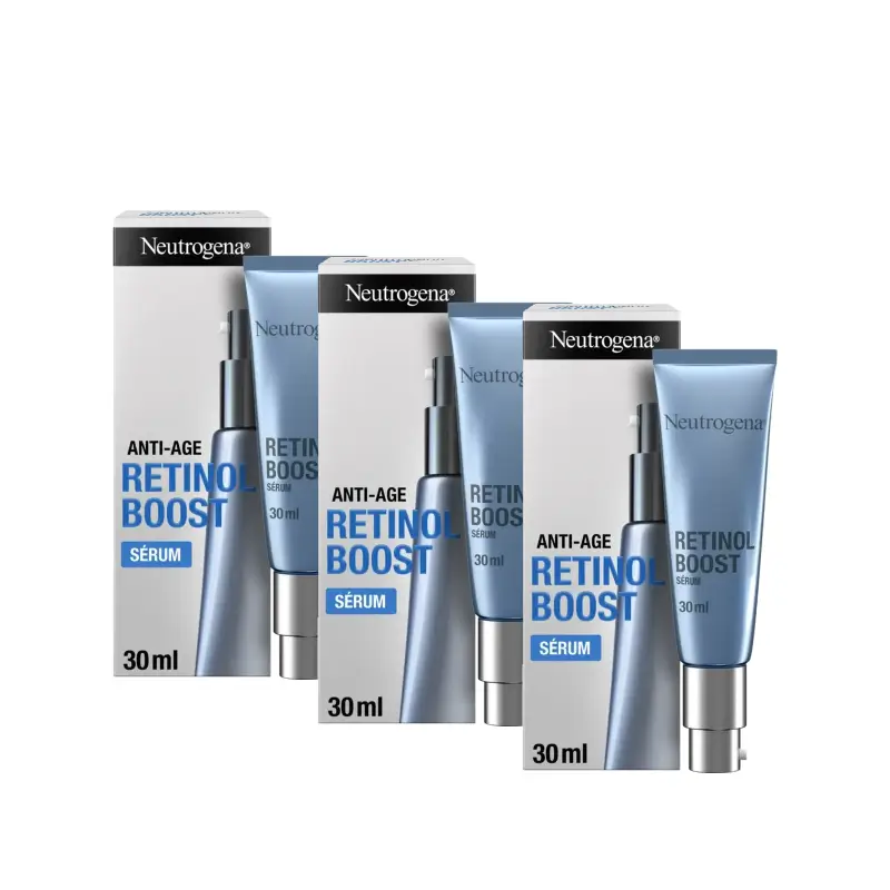 Neutrogena Retinol Boost Serum Facial Antiarrugas, Pack 3 x 15 ml