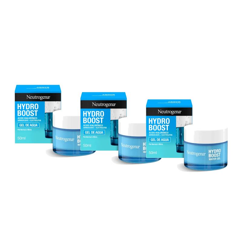 Neutrogena Hydro Boost Gel De Agua Crema Hidratante Facial Piel Normal Y Mixta, Pack 3 x 50 ml