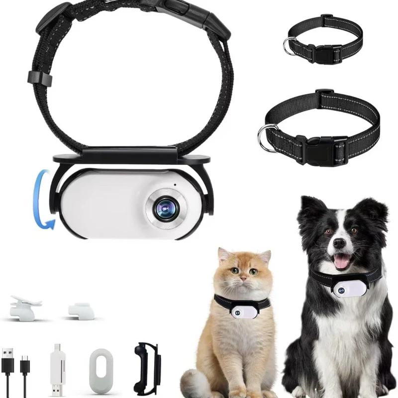 Miomu Cámara para Mascotas con Collar WiFi 1080P