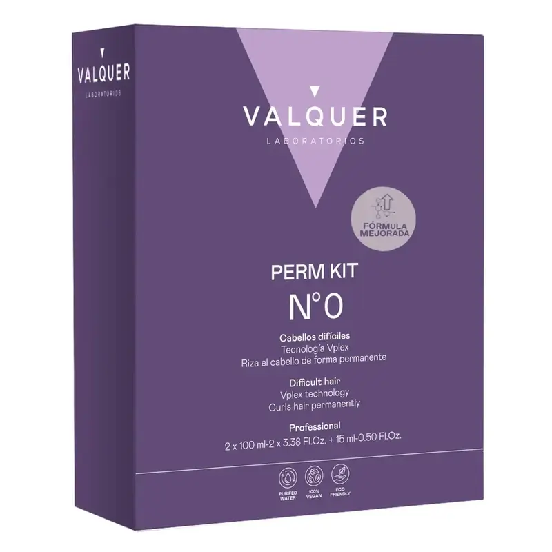 Valquer Kit Profesional Para Permanente Nº0 – Cabello Difícil | 2 Pasos + Acondicionador Efecto Seda