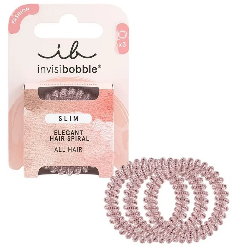 Slim Hair Spiral Hair Ties Pink Monocle 3pc