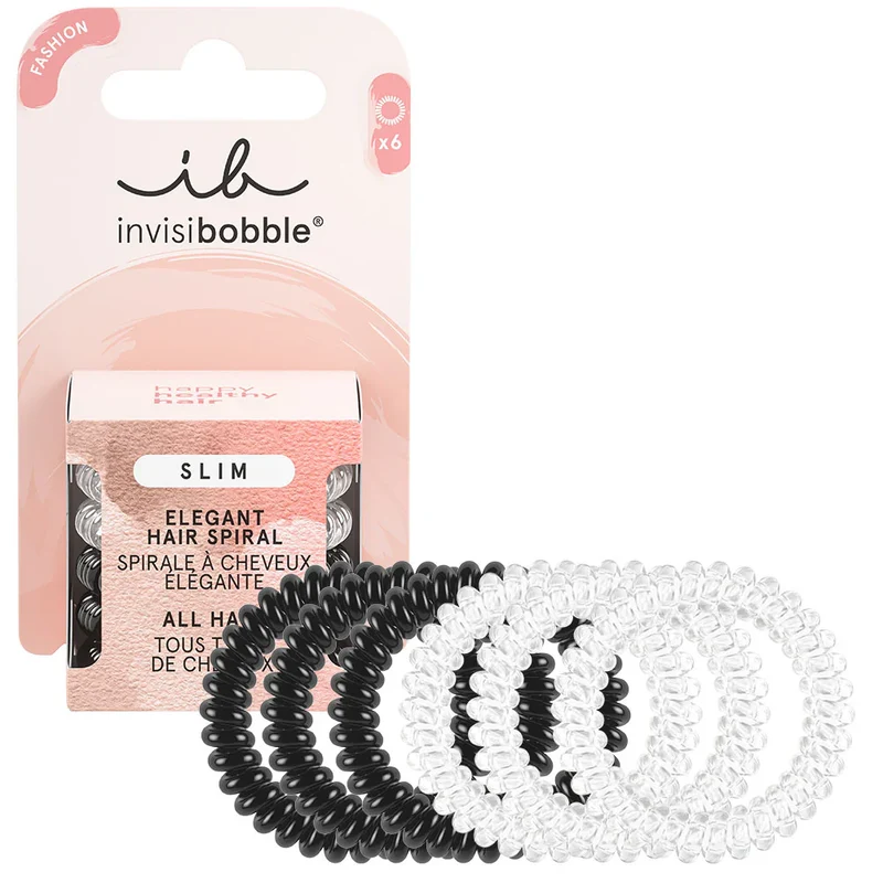 Slim Hair Spiral Hair Ties Day And Night 6pc
