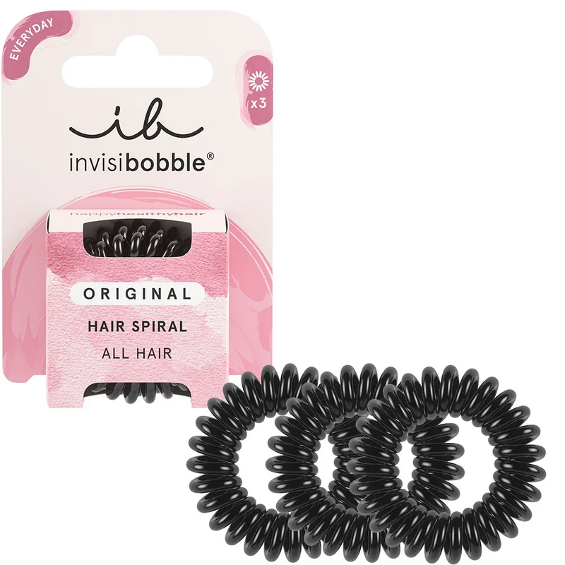 Original Hair Spiral Hair Ties True Black 3pc
