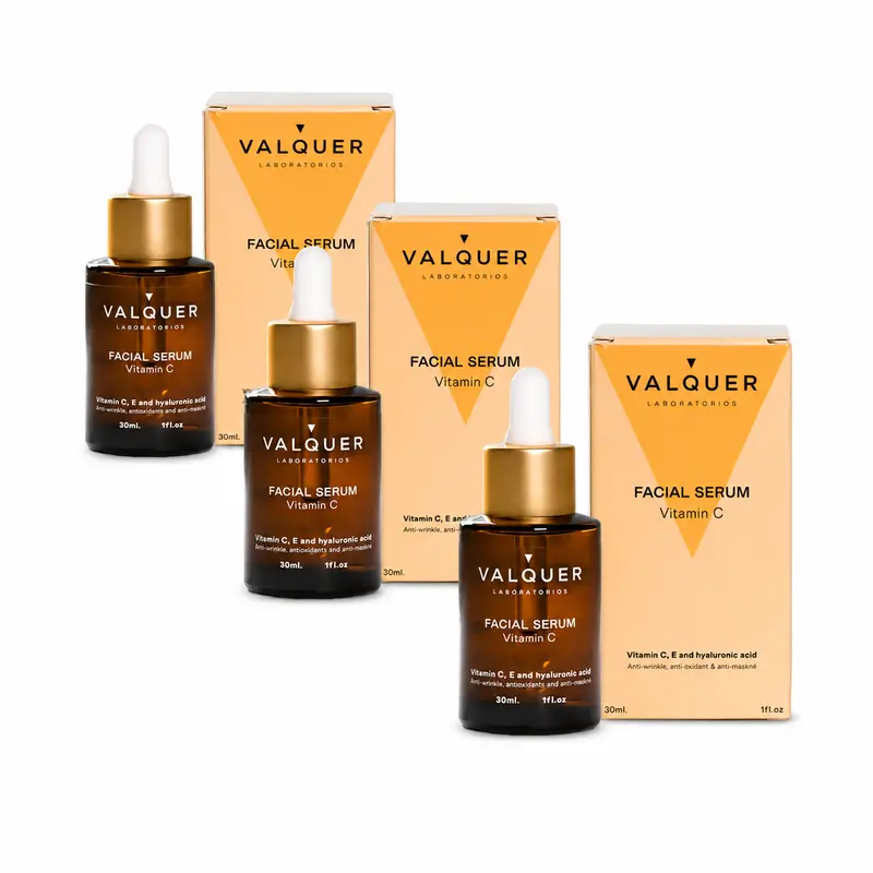 Valquer Skin Care Serum Facial Vitamina C, Pack 3 x 30 ml