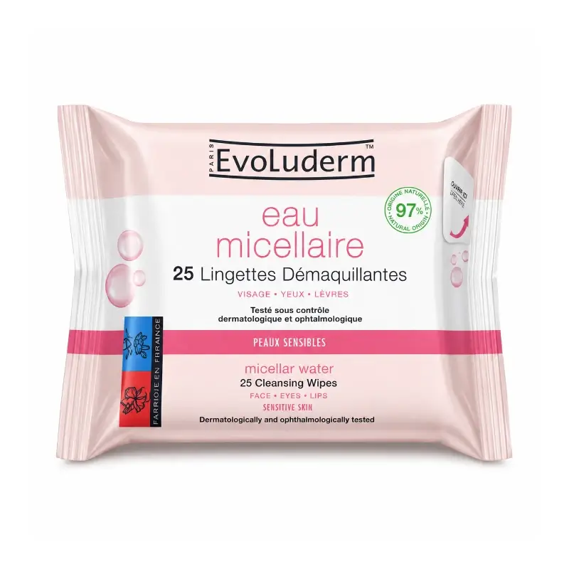 Evoluderm Toallitas Limpiadoras Agua Micelar, 25 pcs