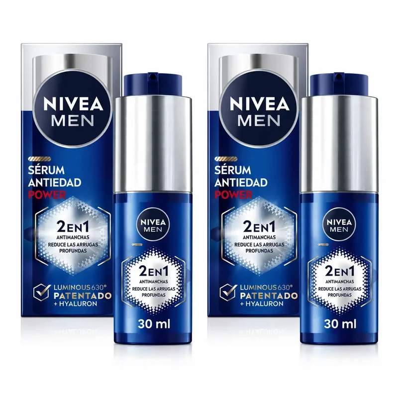 Nivea Men Power Sérum Antimanchas Y Antiarrugas 2En1, 30 ml, pack 2