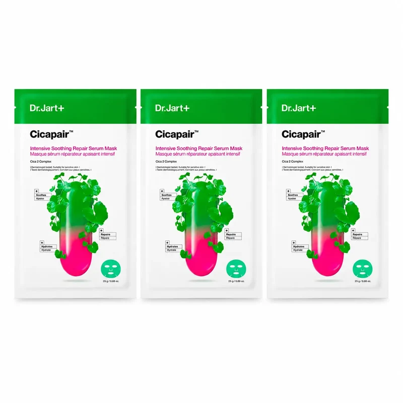 Dr.Jart+ Cicapair Mascarilla Con Sérum Reparadora Calmante Intensa, 25 Gr , pack 3