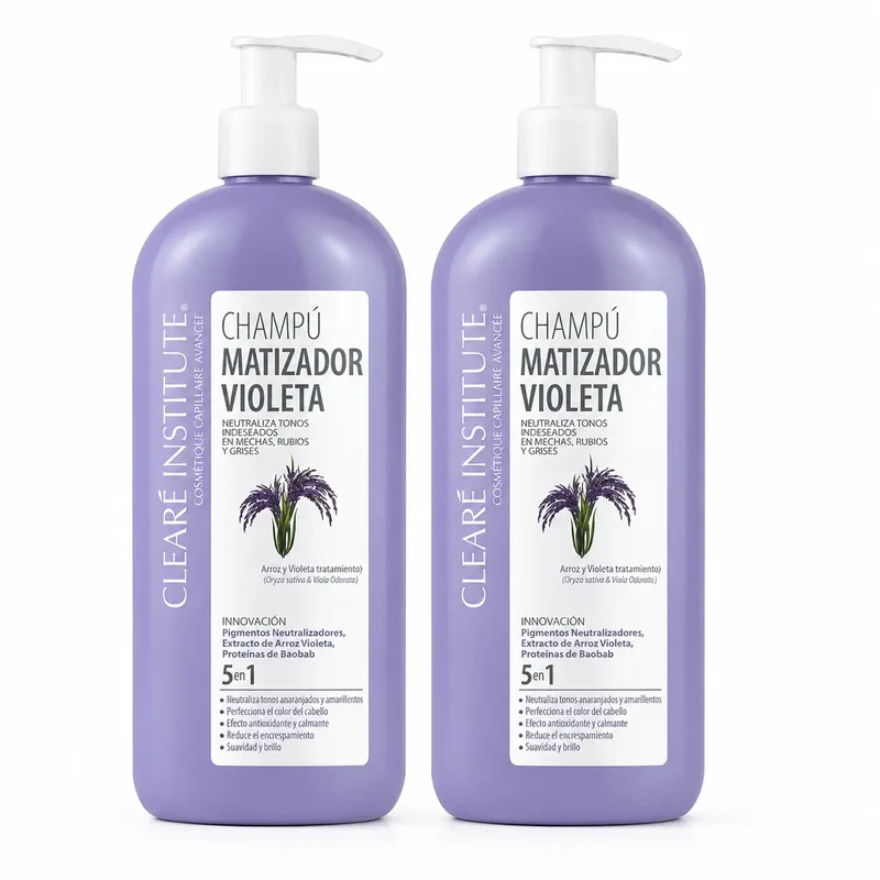Clearé Institute Champú Matizador Violeta 400 Ml , pack 2