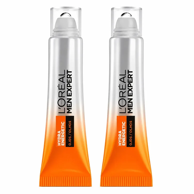 L'Oréal Paris Men Expert Hydra Energetic Roll-On Ojos Efecto Hielo Anti-Bolsas Y Anti-Ojeras Para Hombres - 10 Ml , pack 2