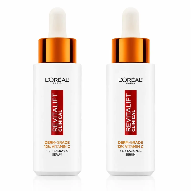 L'Oréal Paris Revitalift Clinical Sérum [Arrugas-Tono-Poros] Con 12% De Vitamina C Pura + Vitamina E + Ácido Salicílico, pack 2