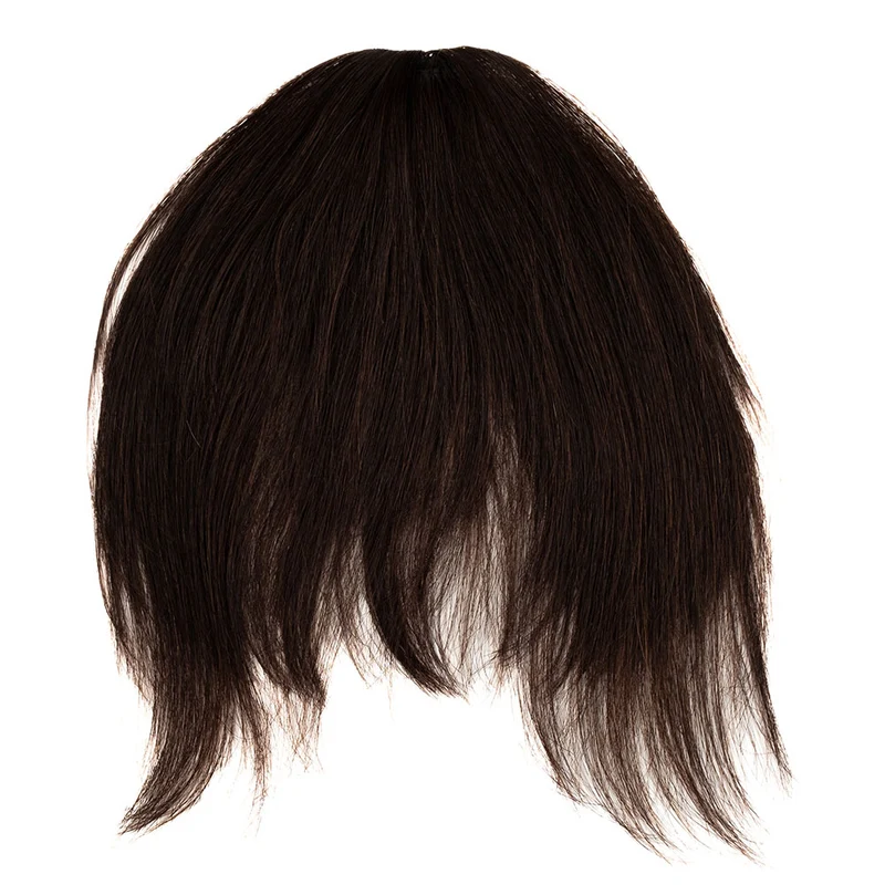 Human Hair Clip in Fringe - #1B Dark Brown