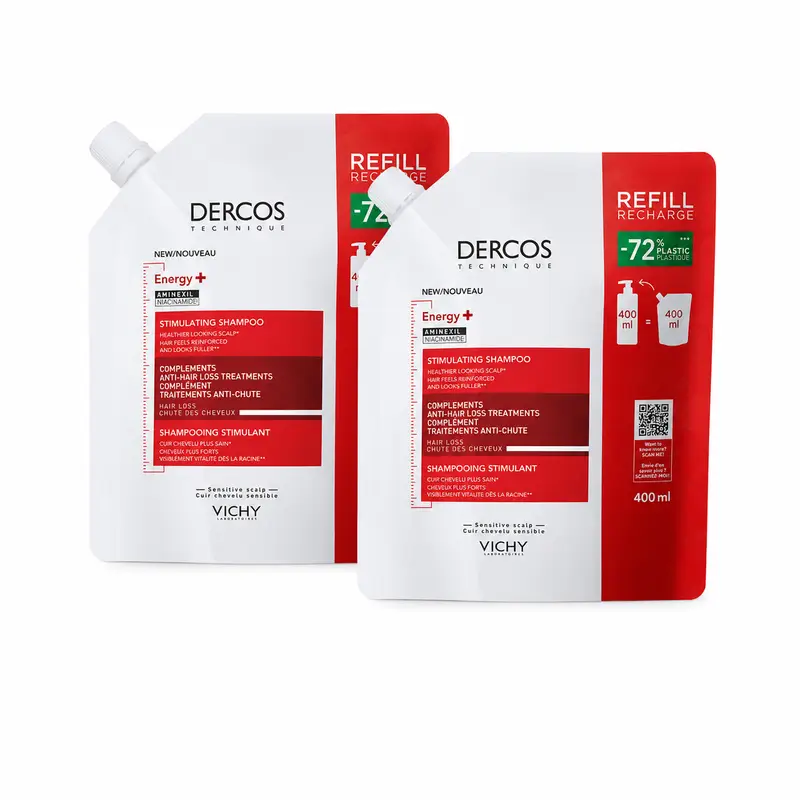 Pack Vichy Dercos Champú Ecorefill Energy+, 400 Ml, x2