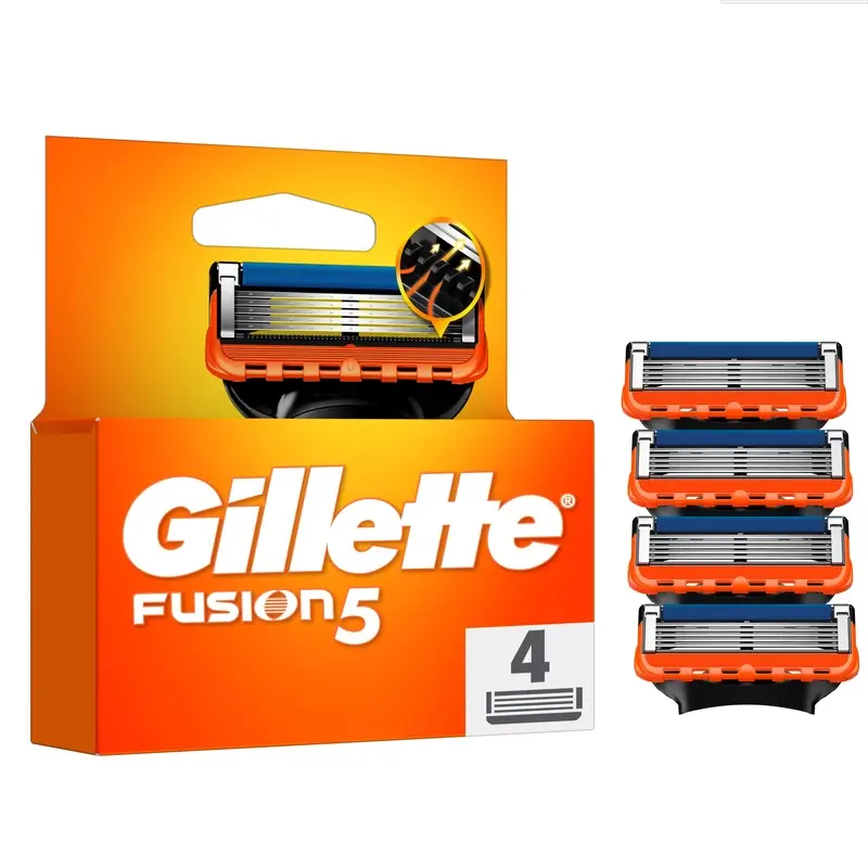 Gillette Fusion5 Proglide 4 Recambios Maquinilla De Afeitar Banda De Gel Lubricante , 4 unidades