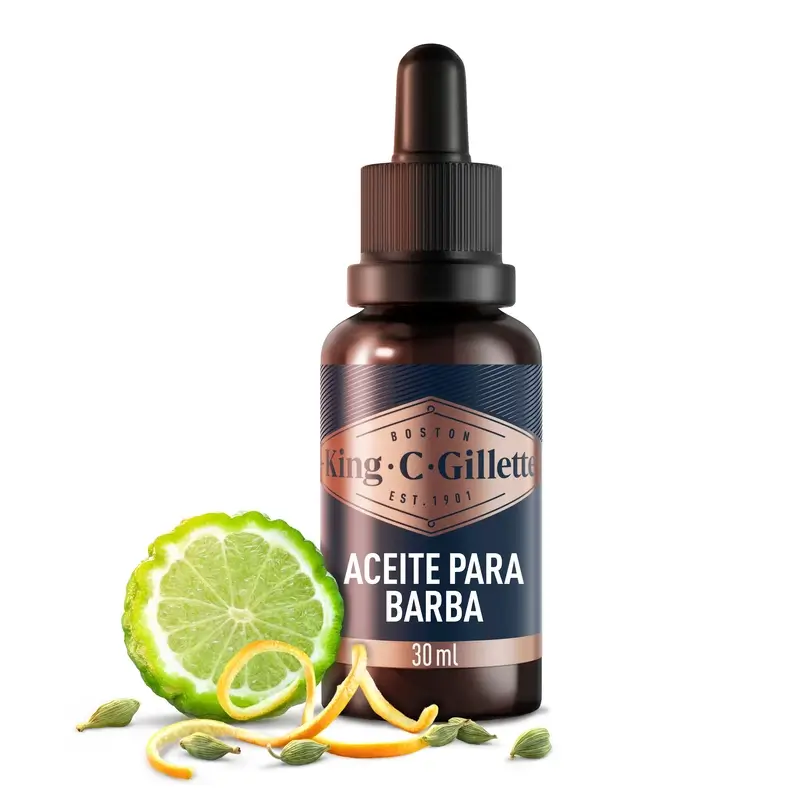 King C. Gillette aceite para barba hombre aroma vegetal, 30 Ml