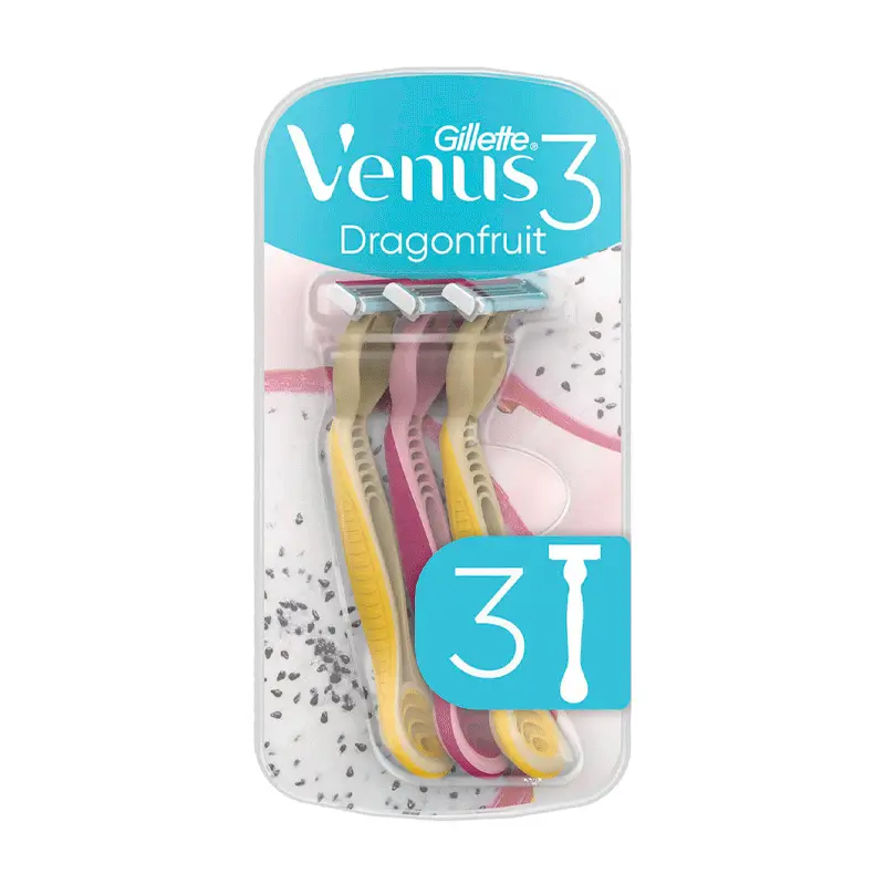 Gillette Maquinilla Desechable Venus 3 dragonfruit, 3 Unidades