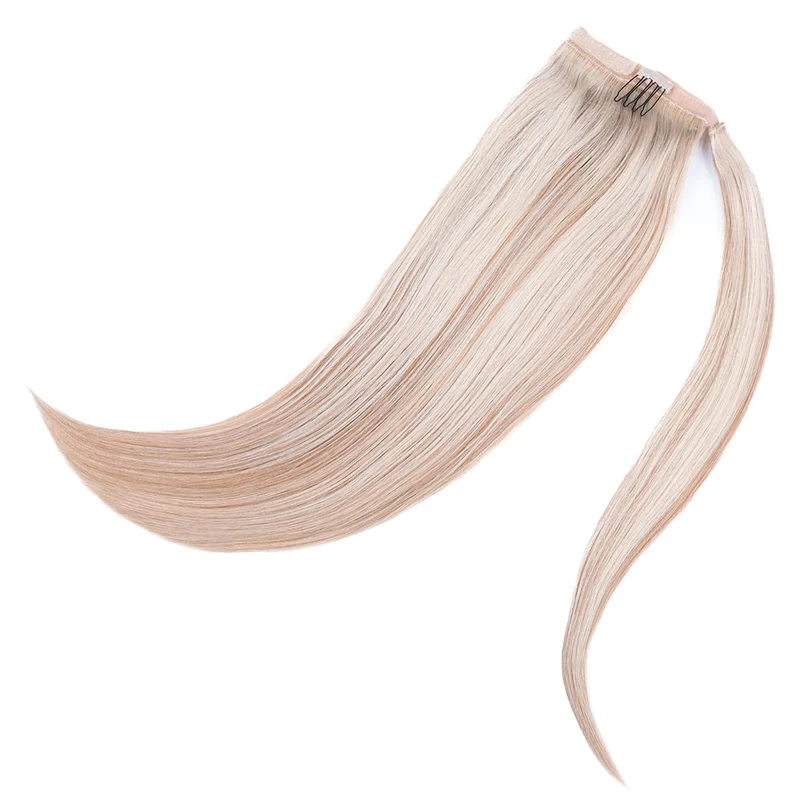 18" Human Hair Ponytail - #613/10 Blonde/Caramel