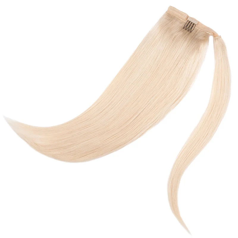 18" Human Hair Ponytail - #613 Light Blonde
