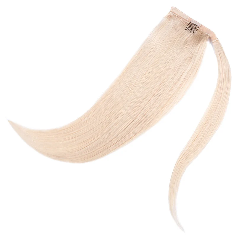 18" Human Hair Ponytail - #60A Platinum Blonde