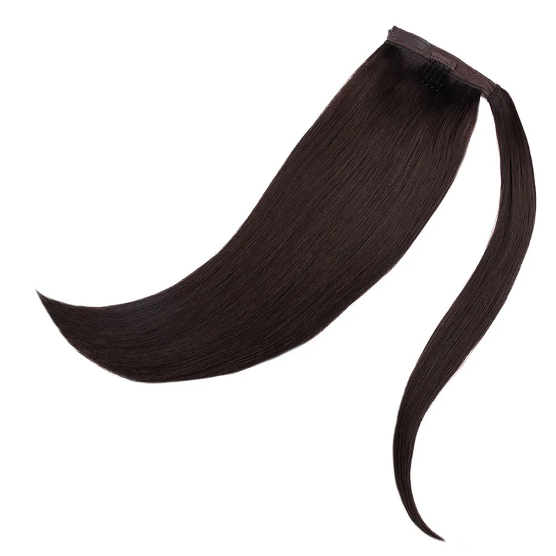 18" Human Hair Ponytail - #1B Dark Brown