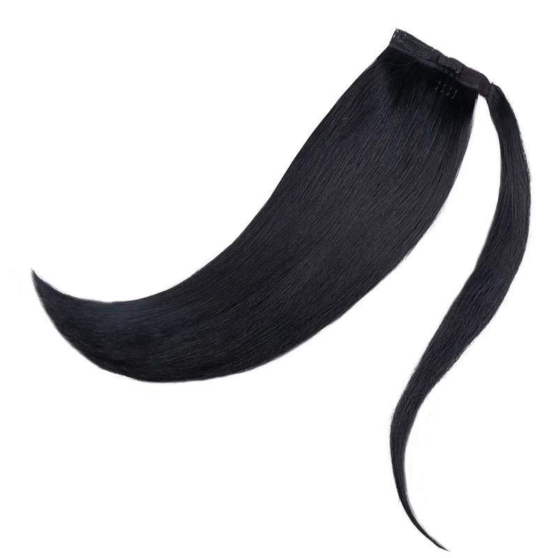 18" Human Hair Ponytail - #1 Black