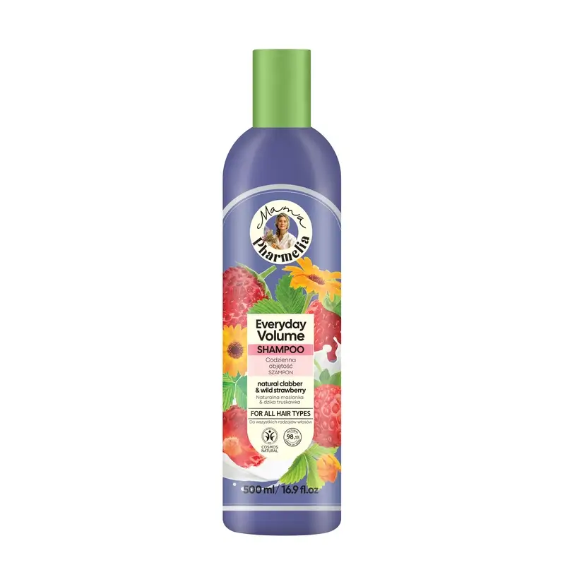 Mama Pharmelia Champú De Volumen Diario Leche Cuajada Y Fresa Silvestre, 500Ml