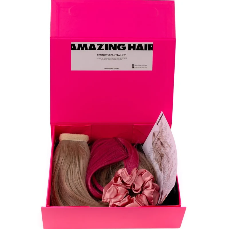 Gift Box With Synthetic Ponytail 22" #6 Light Brown