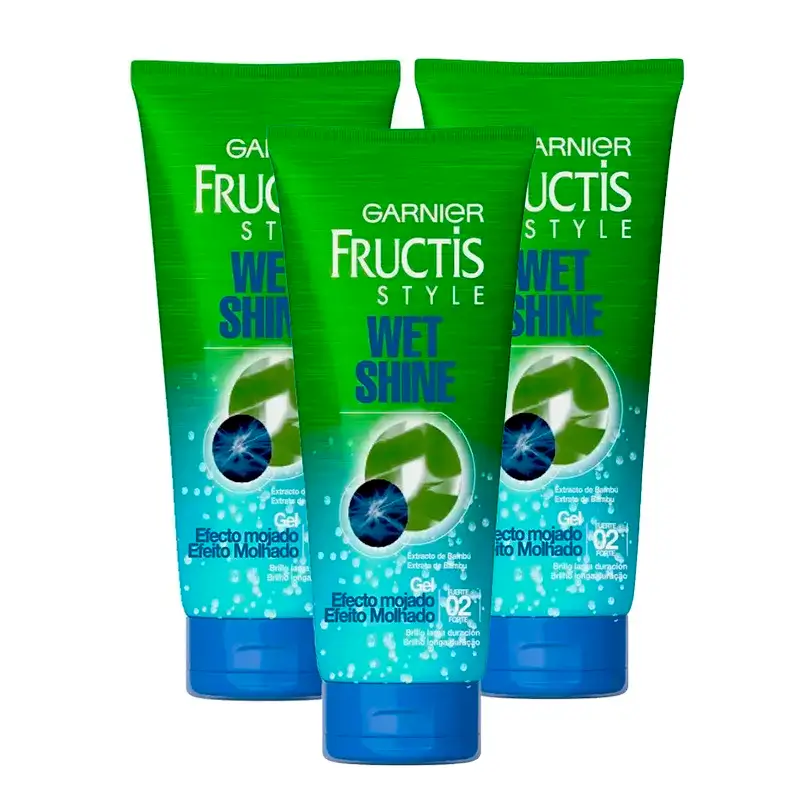 Garnier Fructis Style Gel Wet Shine Efecto Mojado, Pack 3 x 250 Ml